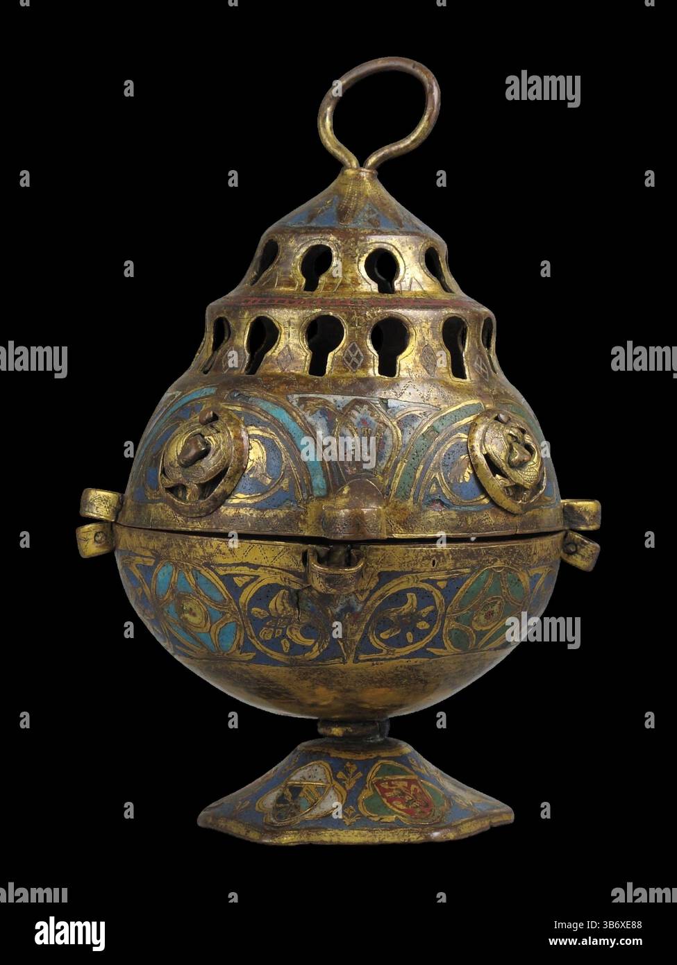 13th Century French Bronze Censer - Medieval Religious Artifact Stock Photo