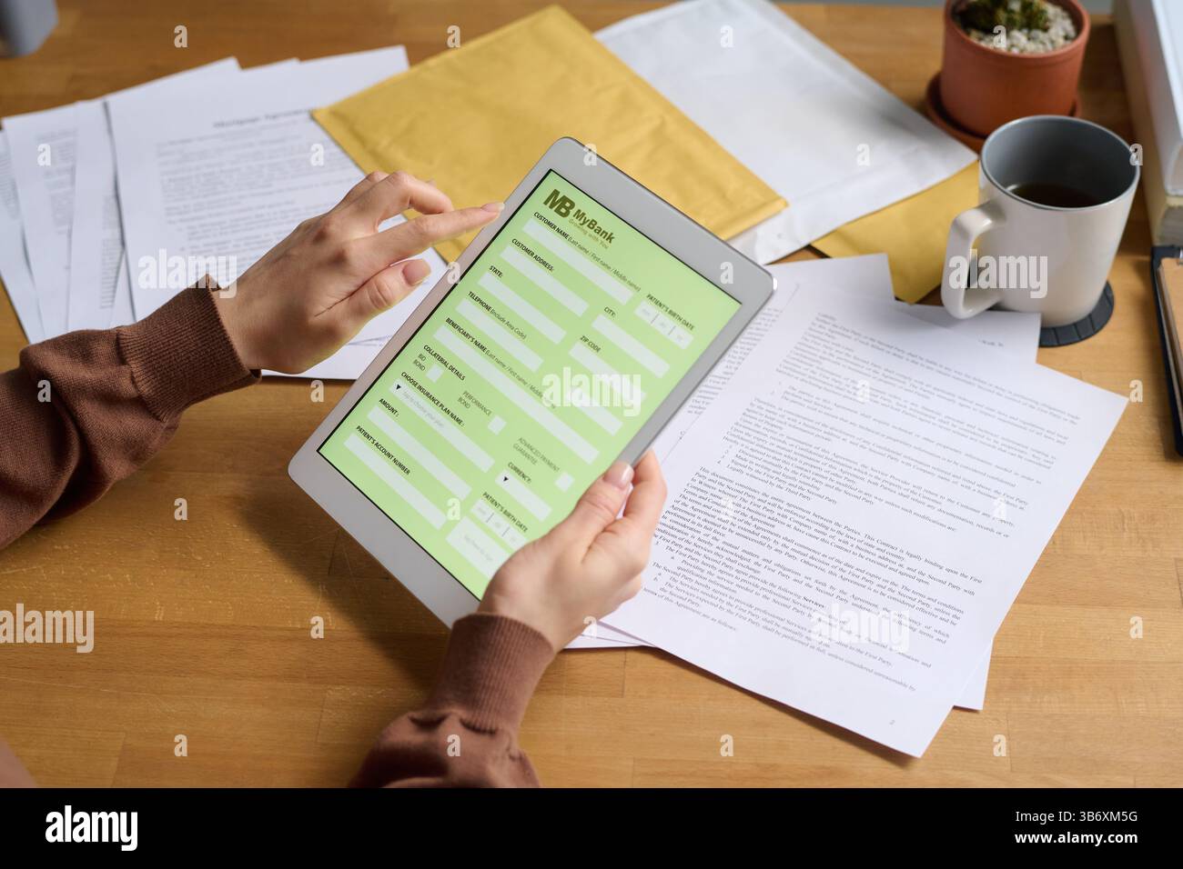 Unrecognizable Woman Using Banking App Stock Photo