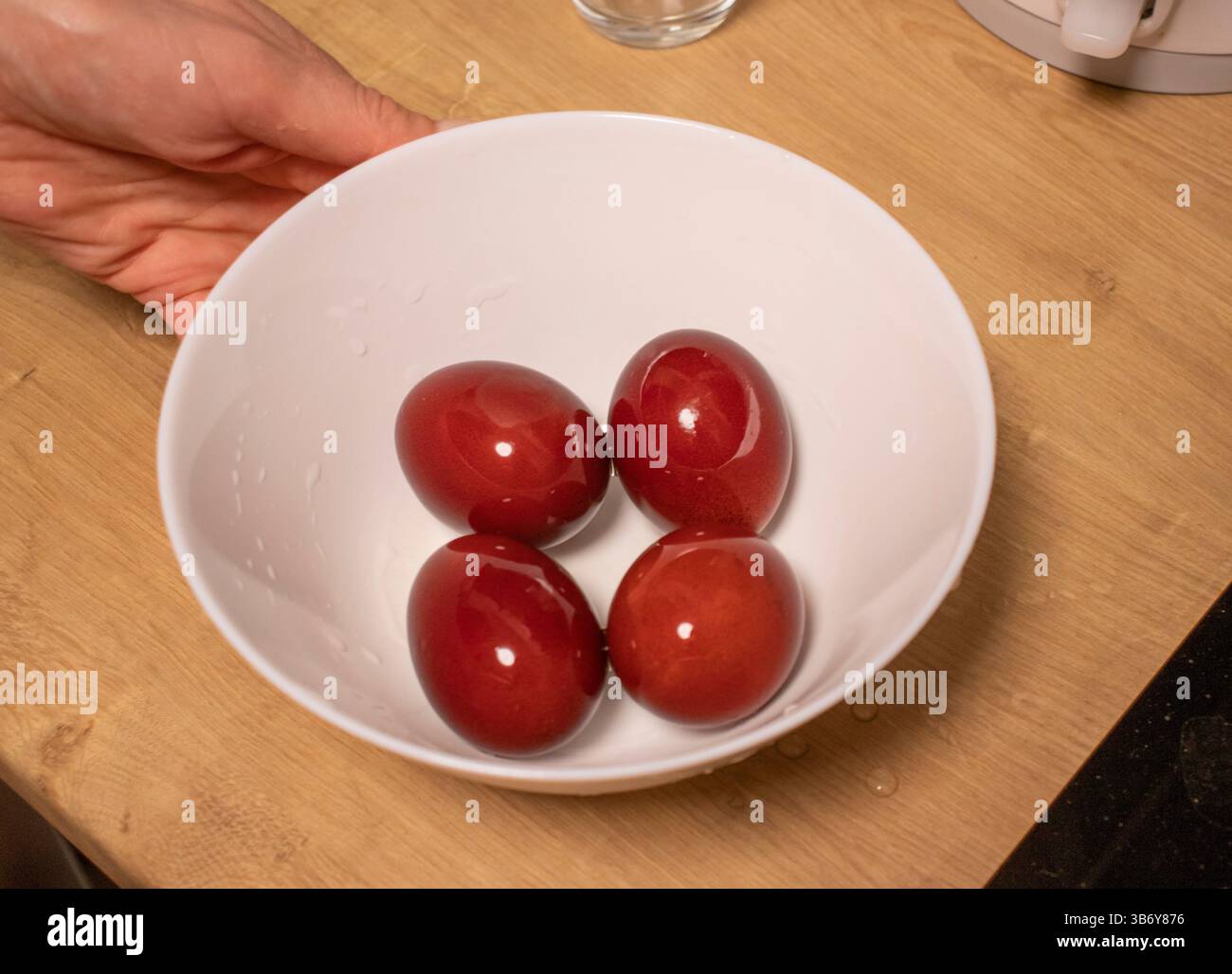 Easter eggs just colored with onion peel Stock Photo