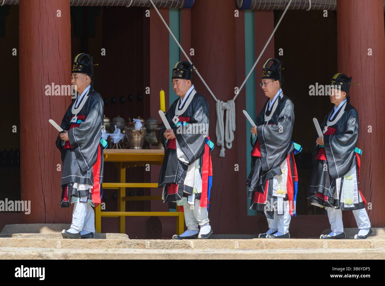 Ritual officials are seen participating in the Jongmyo Daeje (Great ...