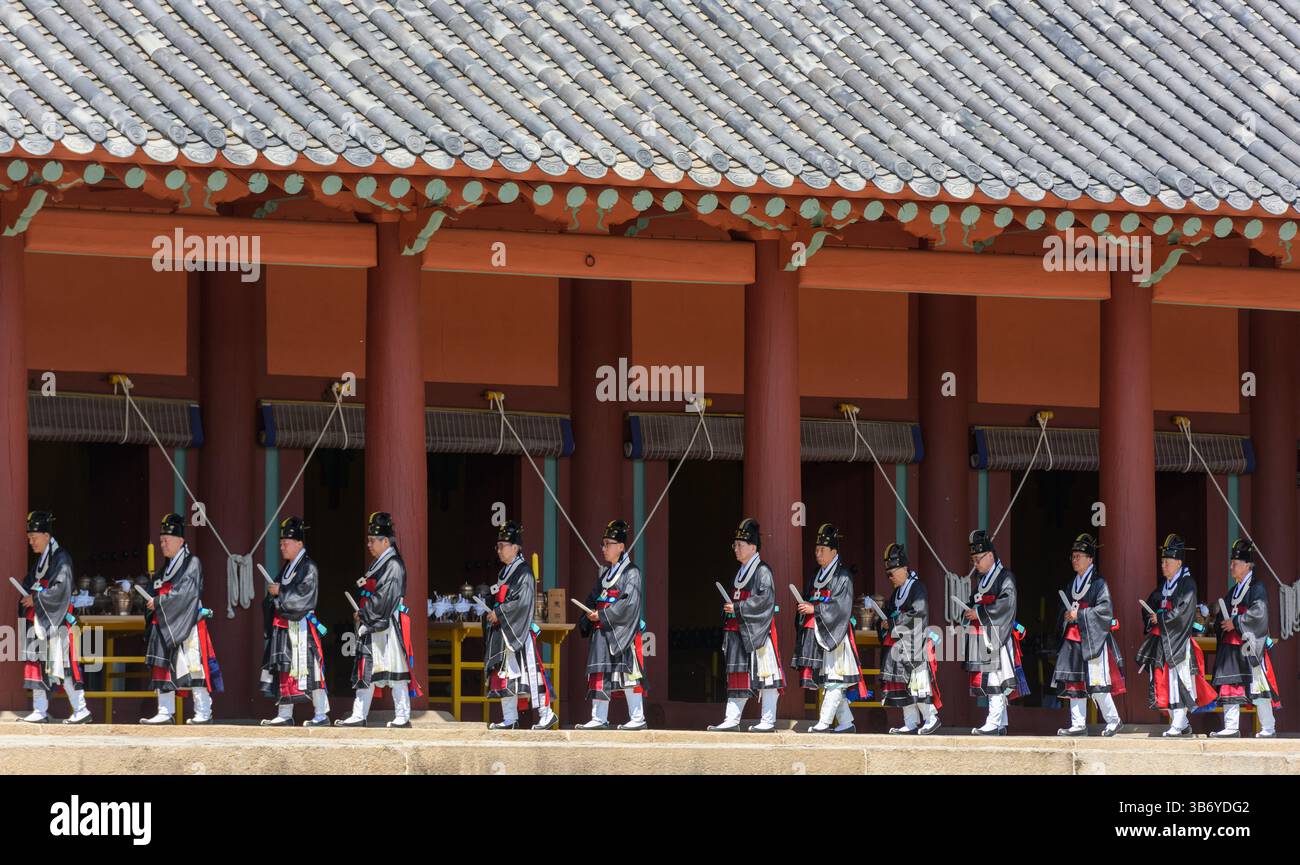 Ritual officials are seen participating in the Jongmyo Daeje (Great ...