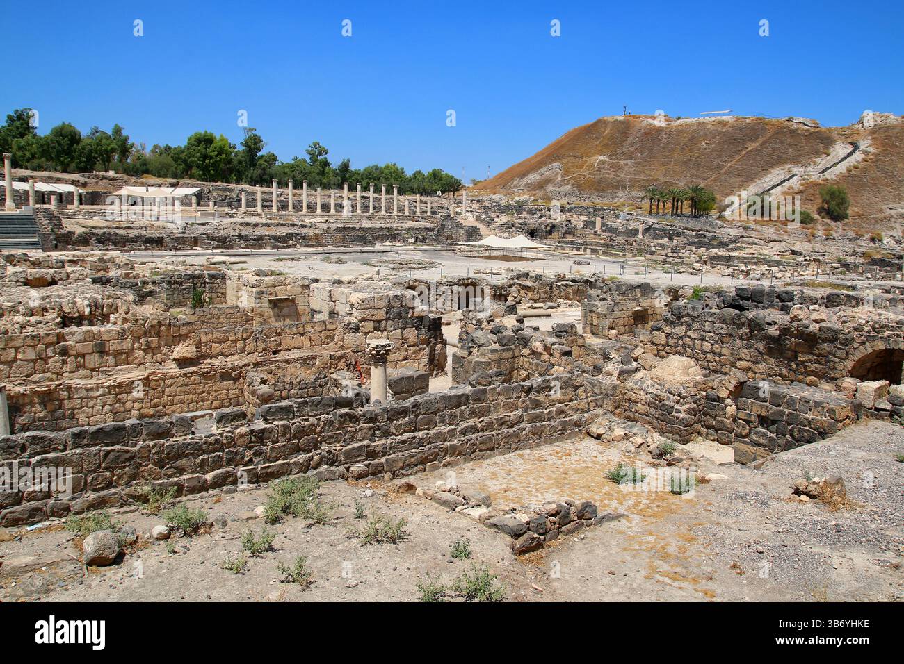 Ruins of the Roman theater and arched structures at Beit She’an ...