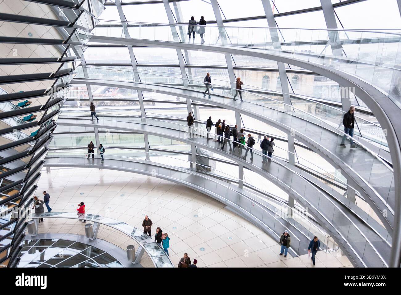 View of the inside of the Reichstag dome at Brandenburger Tor. Mitte, Berlin, Germany. Stock Photo