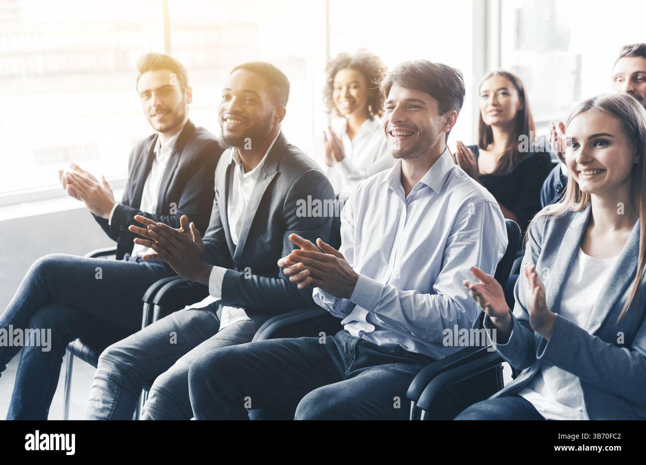 Happy diverse colleagues hi-res stock photography and images - Alamy
