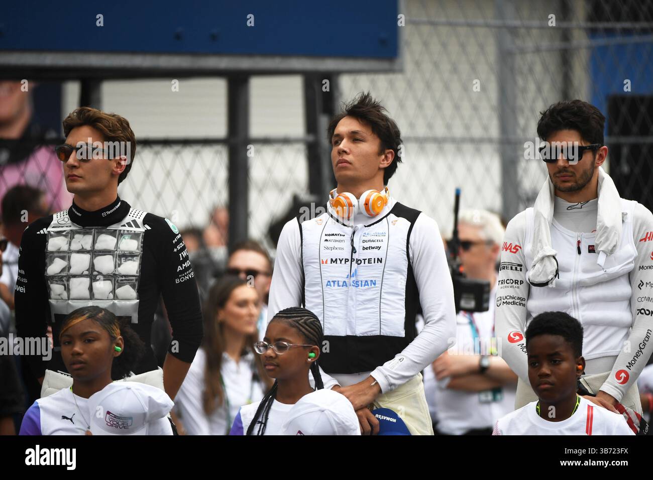 Williams driver Alexander Albon, left, of Thailand and AlphaTauri driver  Yuki Tsunoda of Japan attend a press conference ahead of the Japanese  Formula One Grand Prix at the Suzuka Circuit in Suzuka,