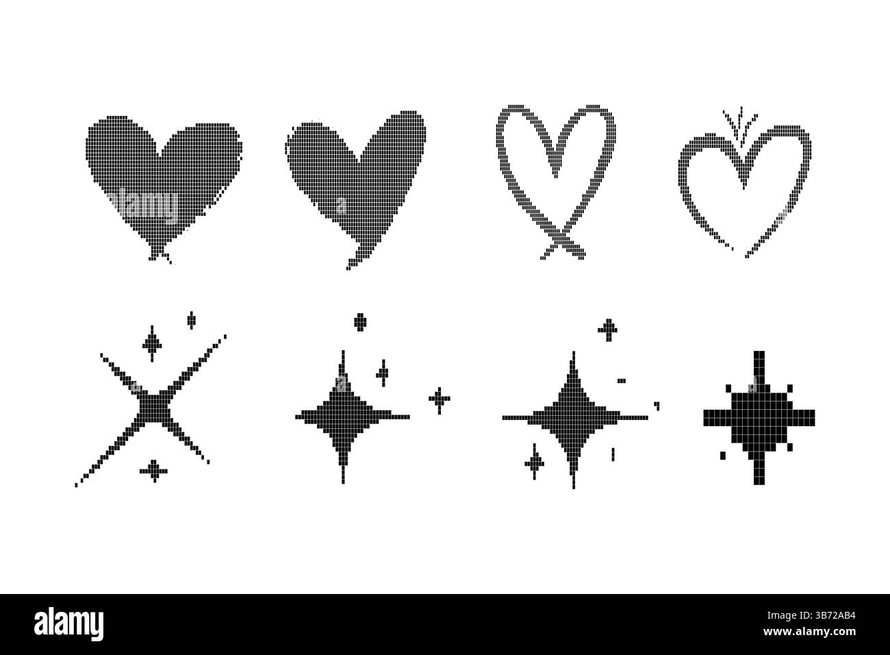 Pixel star dazzle icon collection. A collection of abstract brutalism ...
