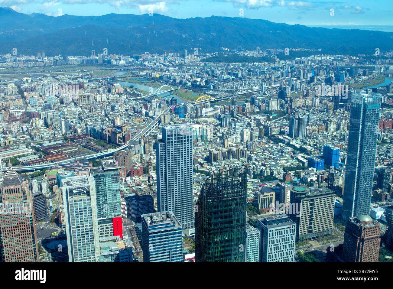 View over Taipei from the Taipei 101 tower Stock Photo