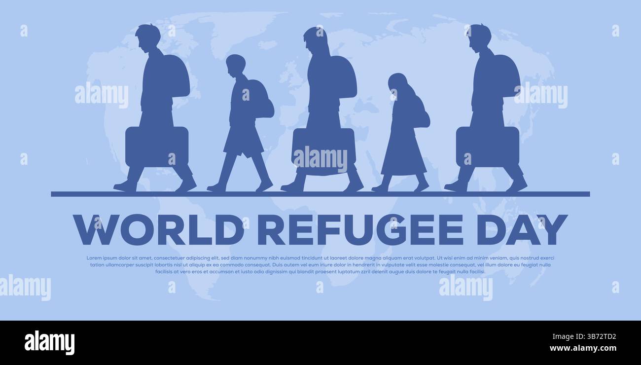 world refugee day horizontal banner illustration in flat design Stock ...