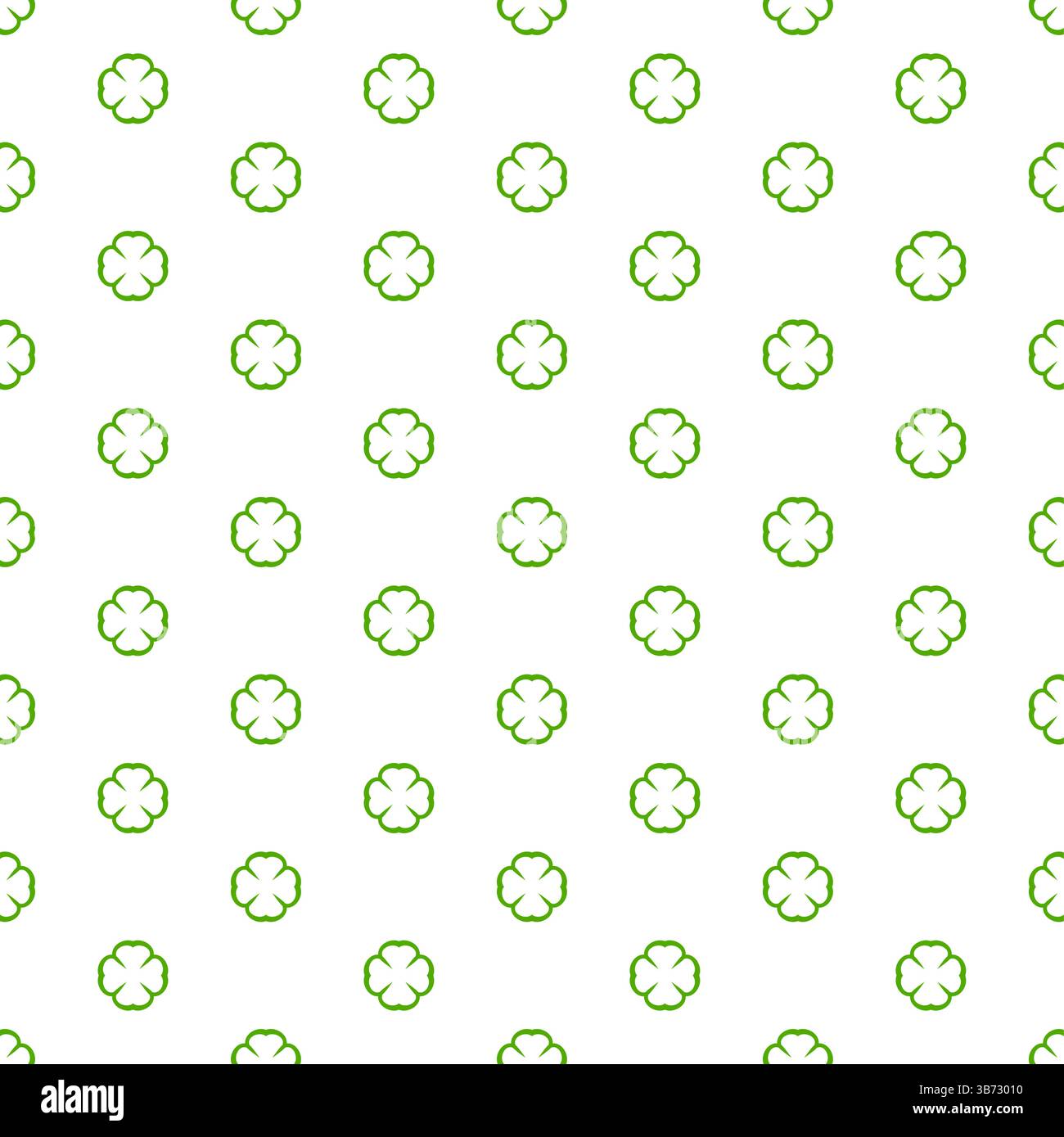 Floral green clover seamless pattern on white background for Patricks day. Stock Vector