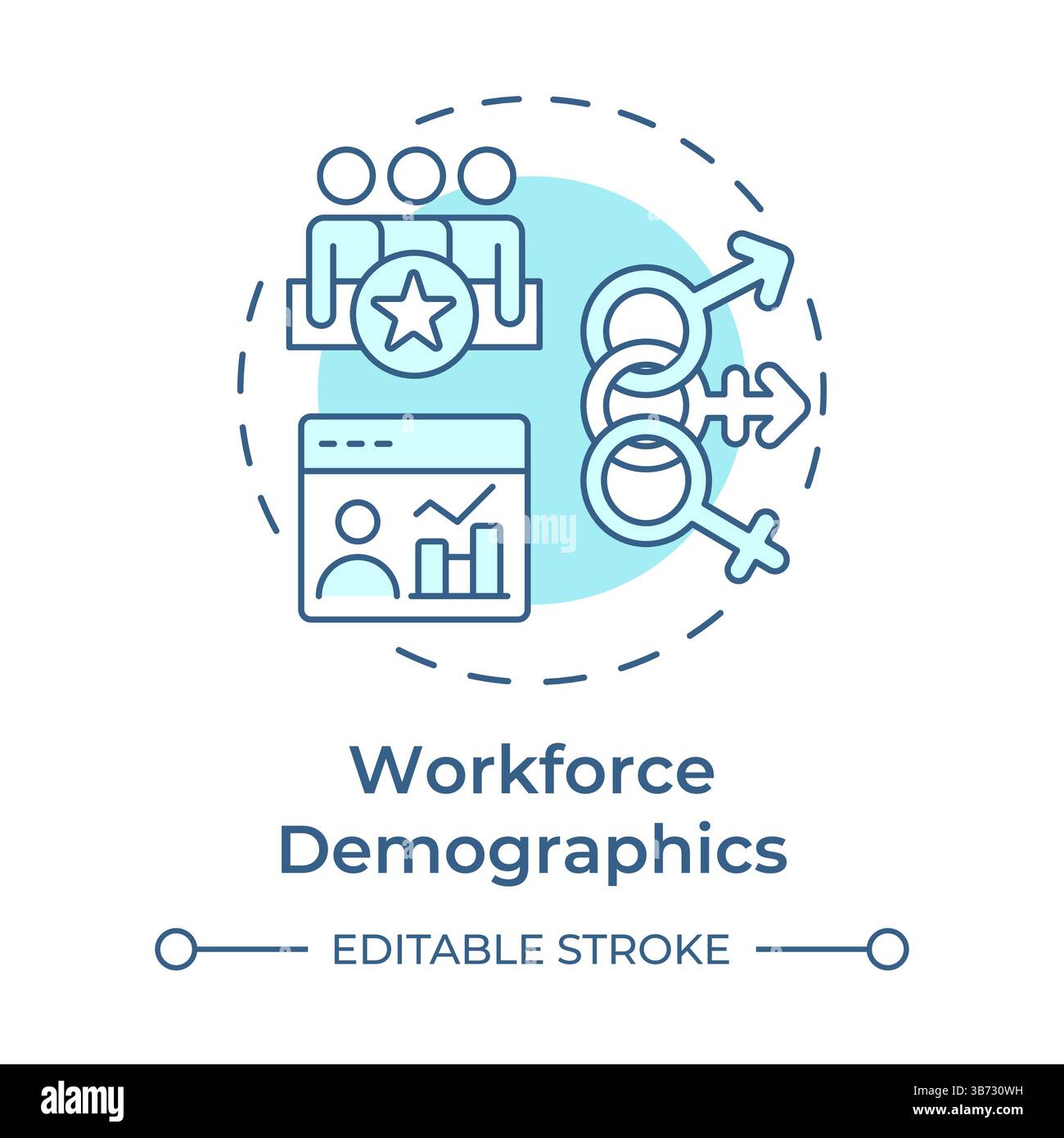 Workforce demographics soft blue concept icon Stock Vector