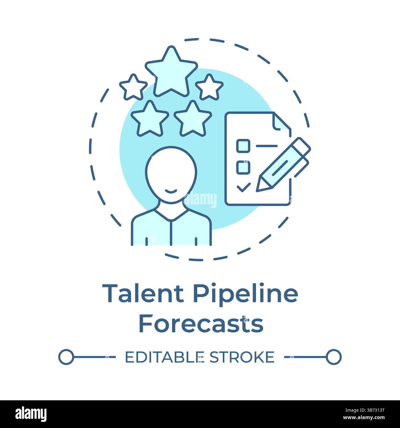 Talent pipeline forecasts soft blue concept icon Stock Vector