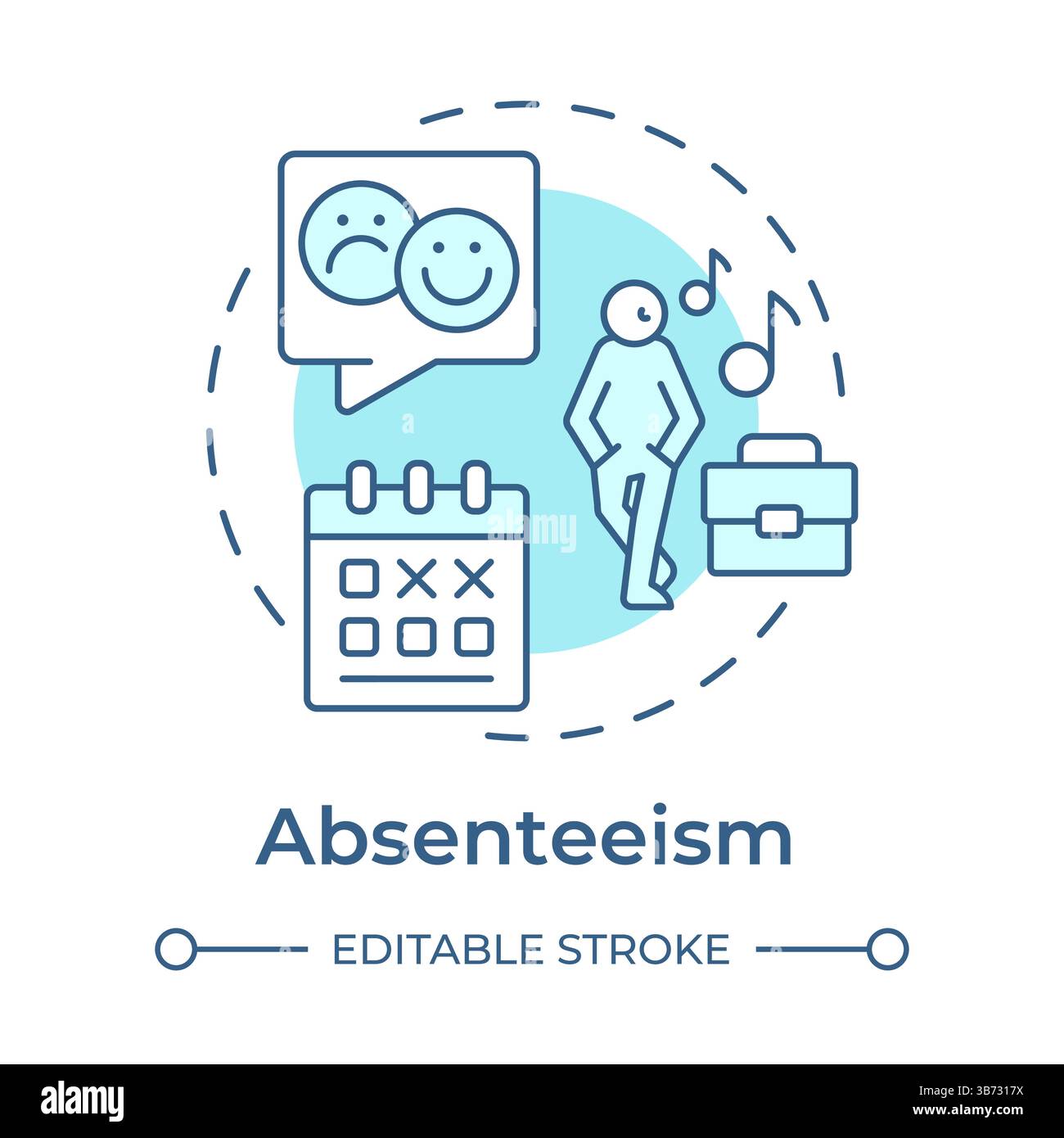 Absenteeism soft blue concept icon Stock Vector