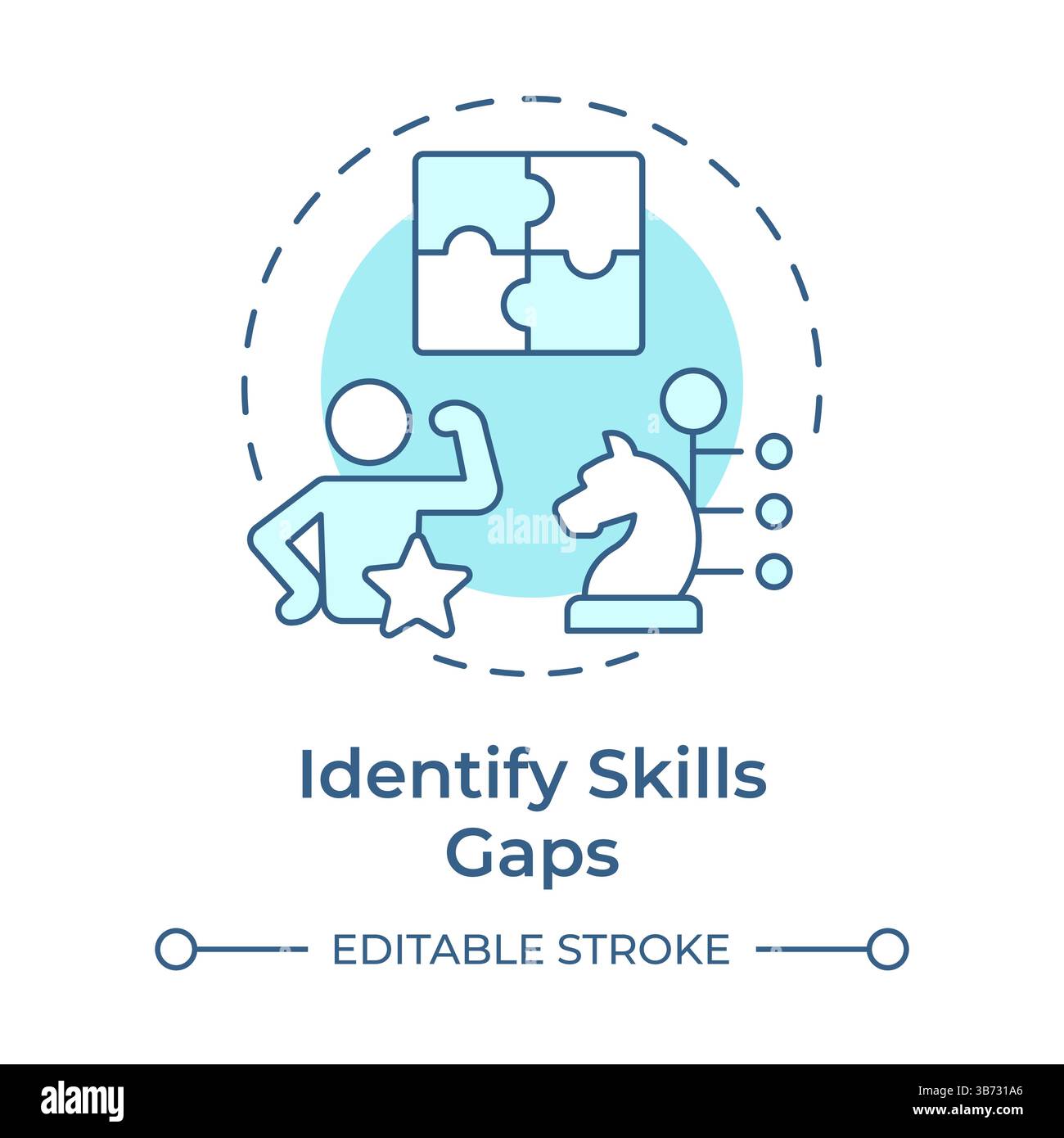 Identifying skills gaps soft blue concept icon Stock Vector