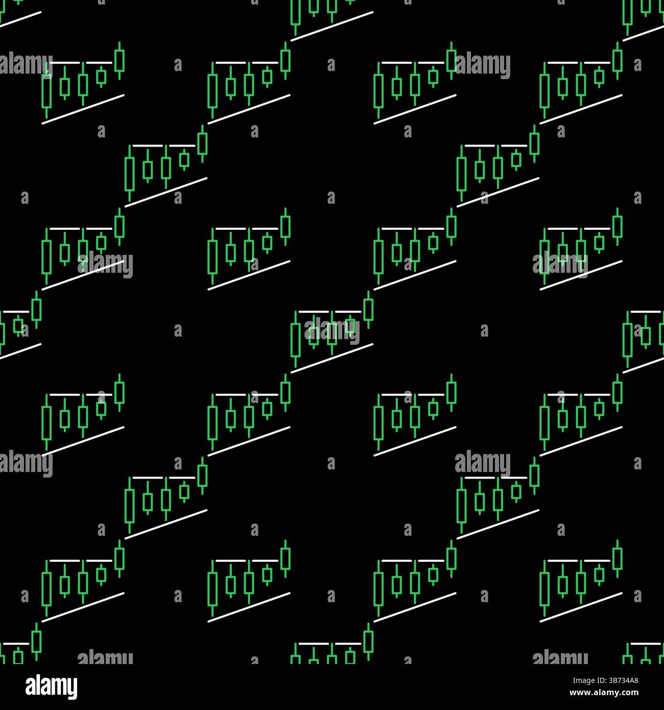 Level Breakout Candlestick Chart vector concept seamless pattern in outline style Stock Vector
