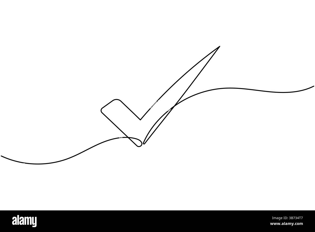 Check mark icon continuous one line drawing and minimalist style isolate outline vector Stock Vector
