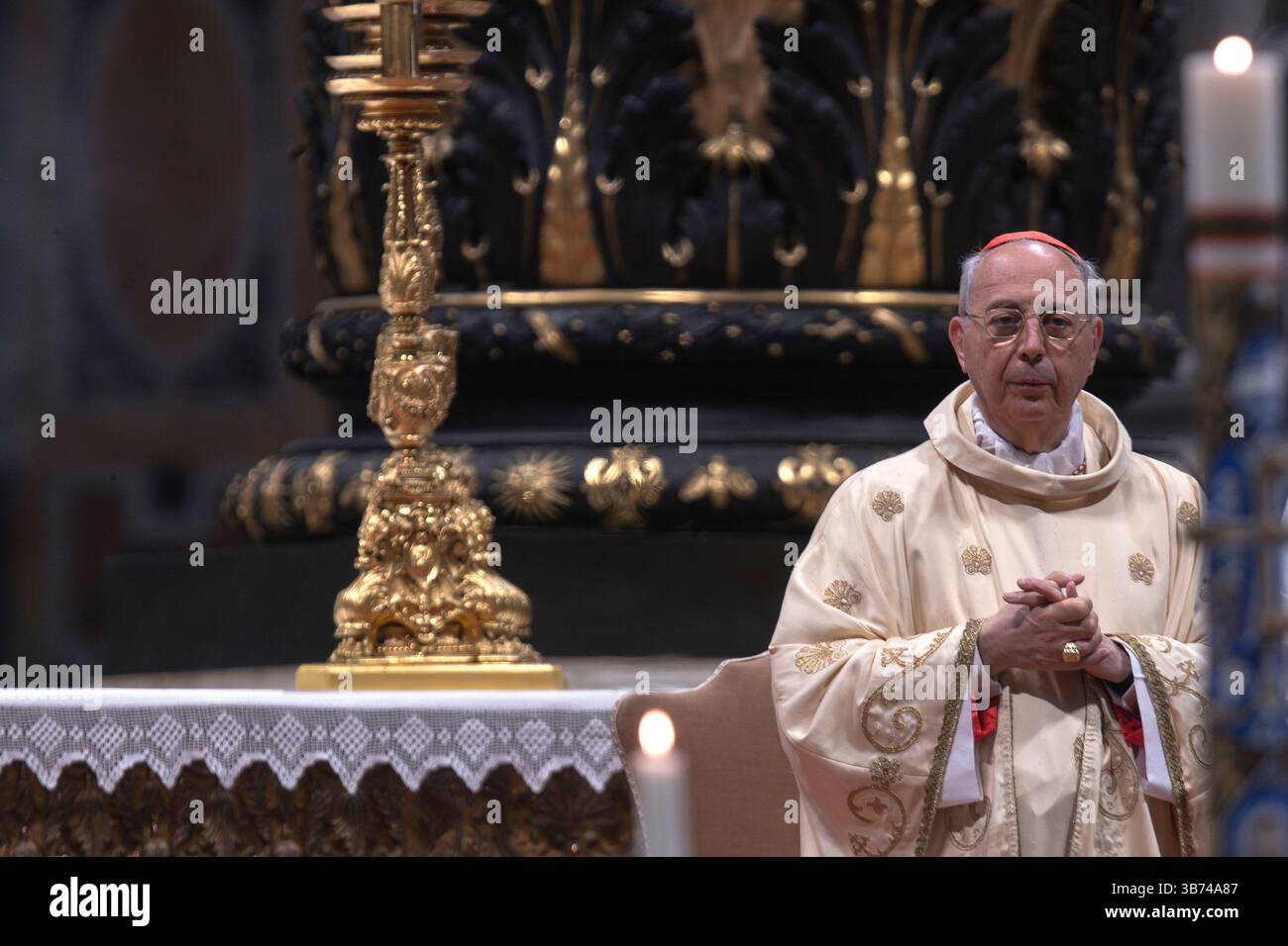 Cardinal Dominique Mamberti leads a mass on the ninth day