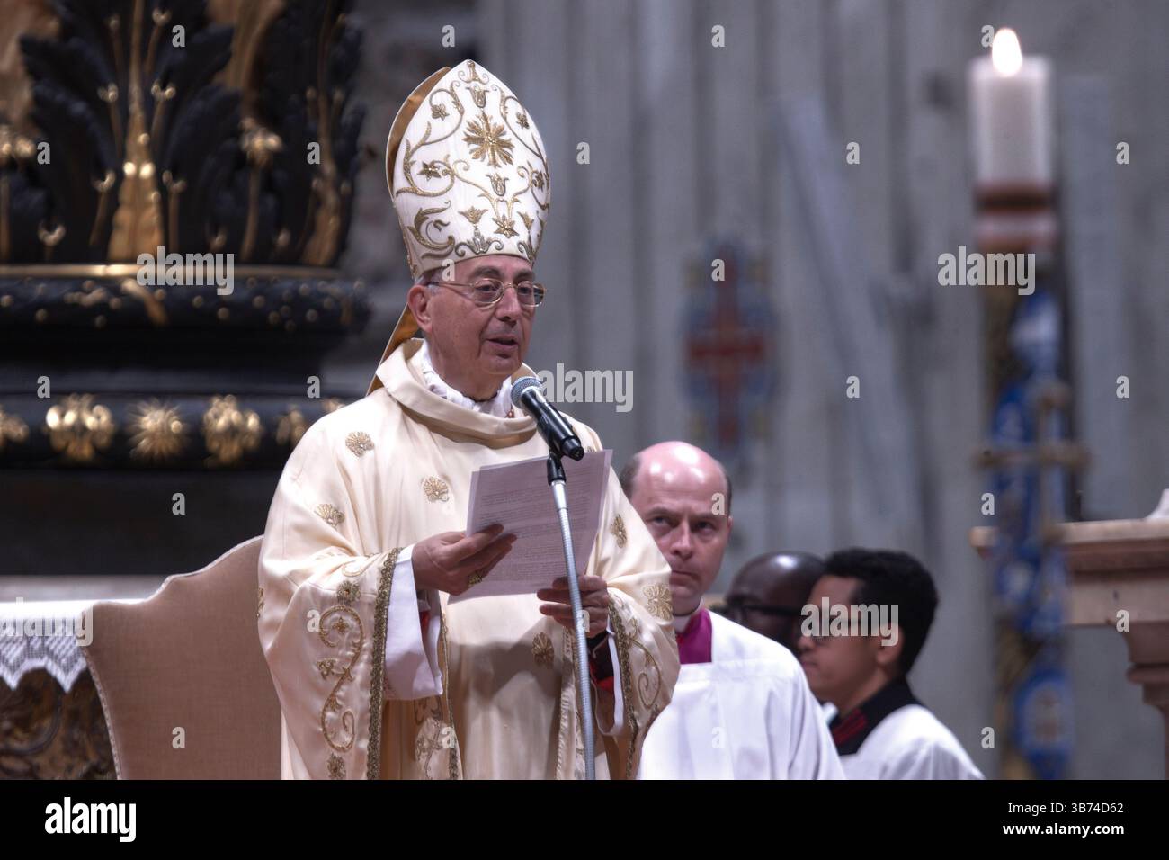 Cardinal Dominique Mamberti leads a mass on the ninth day