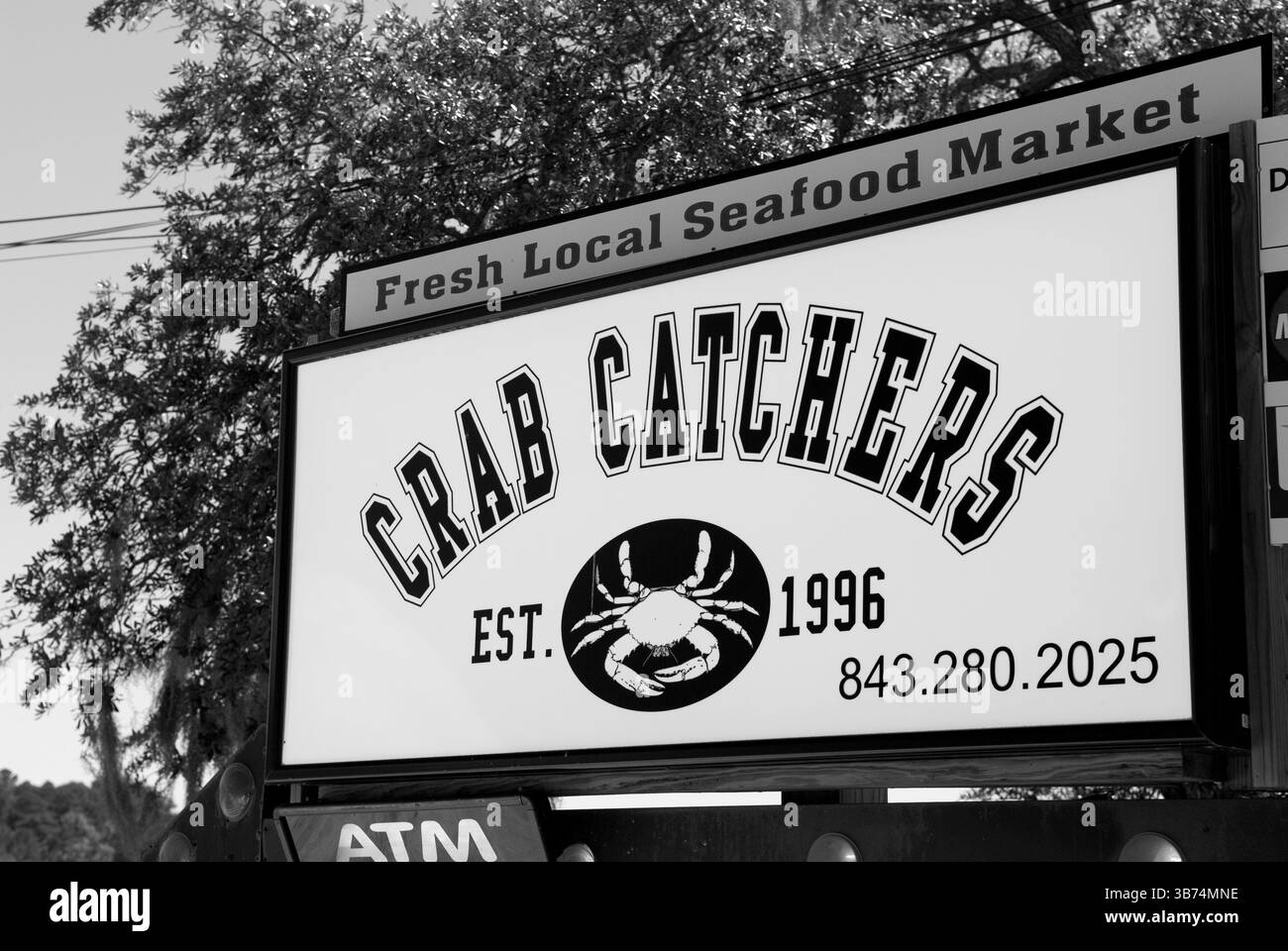 Crab Catchers Restaurant Sign in Little River, South Carolina. USA. Stock Photo