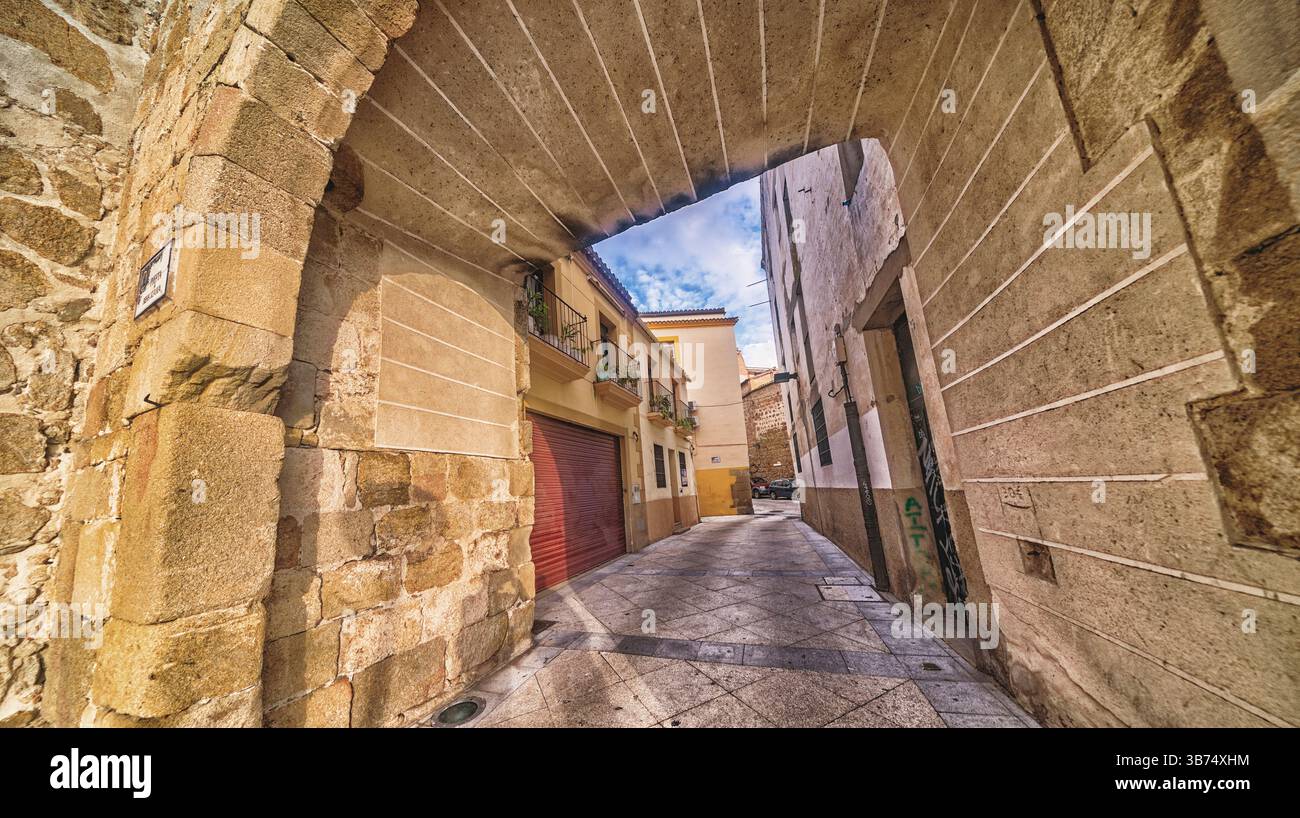 Street Scene, Traditional Architecture, City View, Old City, Plasencia, Cáceres, Extremadura, Spain, Europe Stock Photo