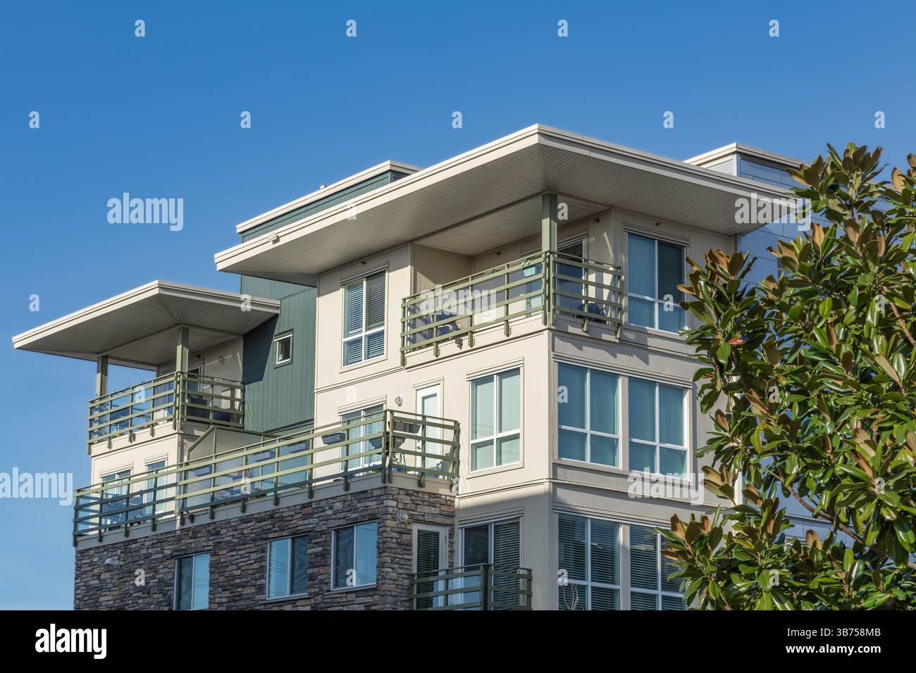 Nice Windows Communal Building Modern complex of apartment buildings. New townhouse with nice windows ...