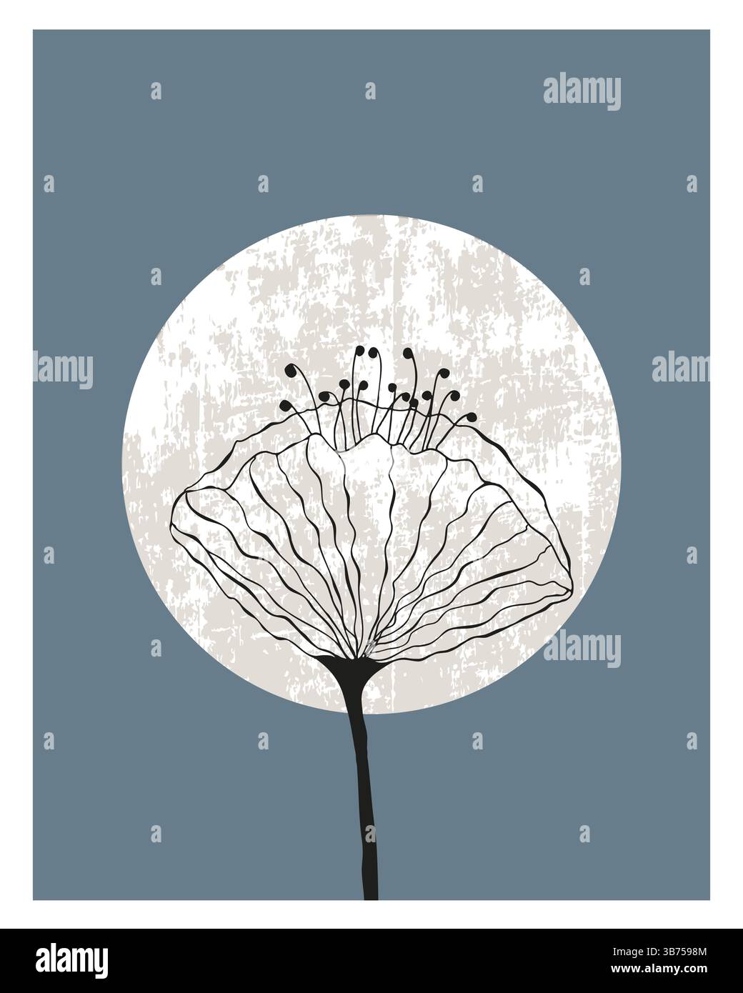Full moon. Full moon and flower wall paper decor, abstract decor, decoration, postcard. Vector illustration Stock Vector