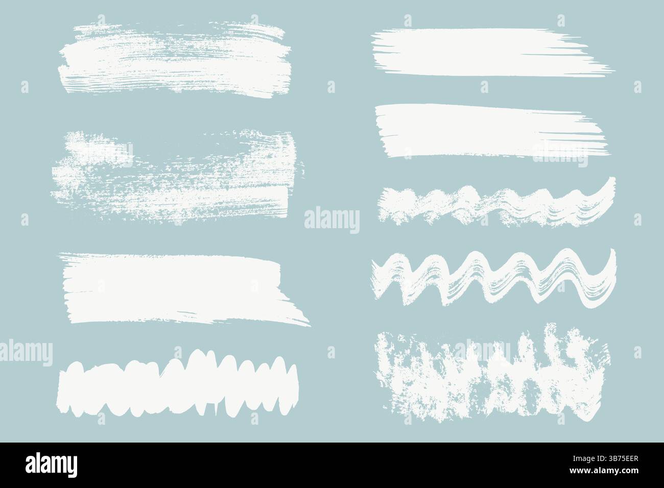 Underline Texture Collection of Ink Brush Strokes. Big Bold Brush Stroke Lines Set. White ...