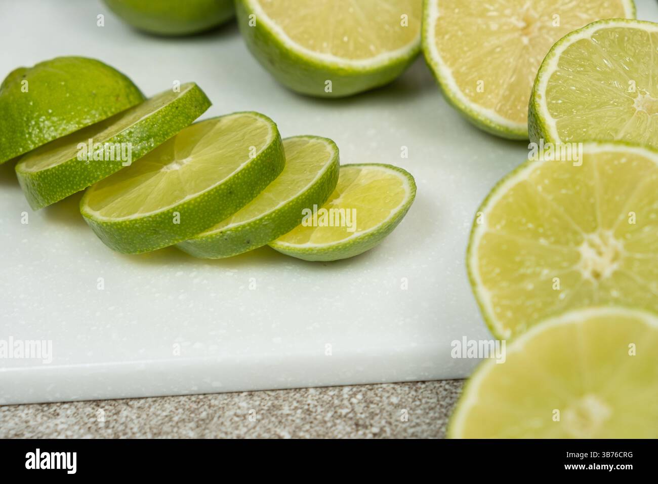Close Up Sliced Fresh Lime Fruit Stock Photo