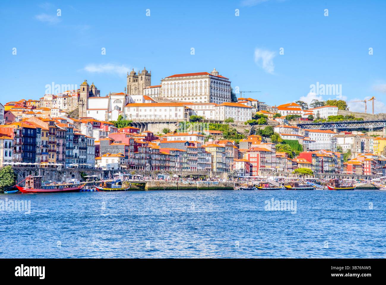 Porto, Portugal - September 9, 2023: City skyline of the historic city of Porto, Portugal along the Douro River Stock Photo