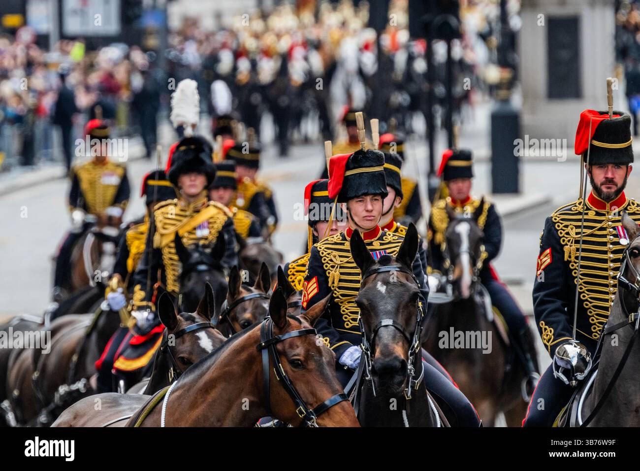 London, UK. 5th May, 2025. Kings Troop RHA lead the parade as senior ...
