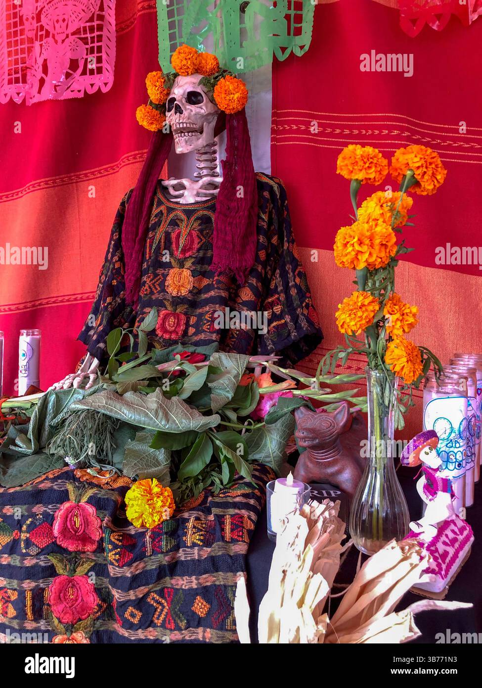 Day of the Dead is celebrated every November in the Latino neighborhood of Fruitvale in Oakland, California. - Smartphone Captured Stock Image