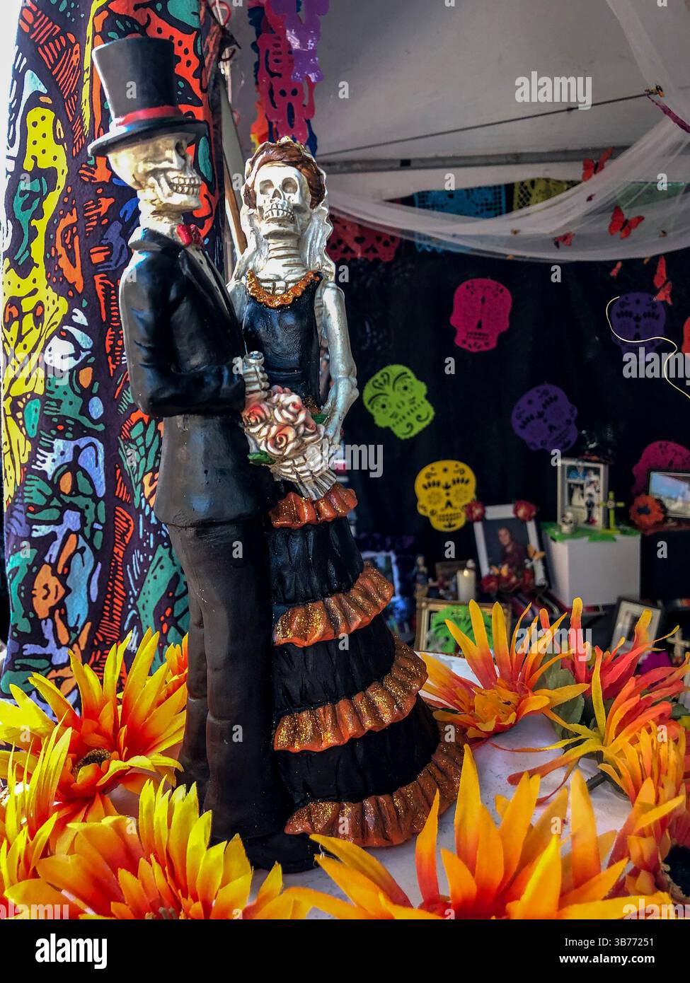 Day of the Dead is celebrated every November in the Latino neighborhood of Fruitvale in Oakland, California. - Smartphone Captured Stock Image