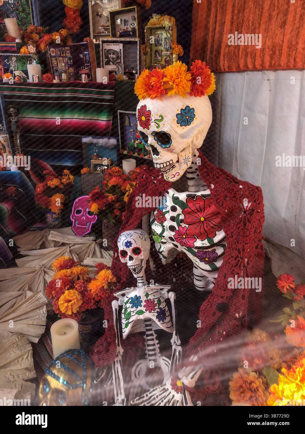 Day of the Dead is celebrated every November in the Latino neighborhood of Fruitvale in Oakland, California. - Smartphone Captured Stock Image