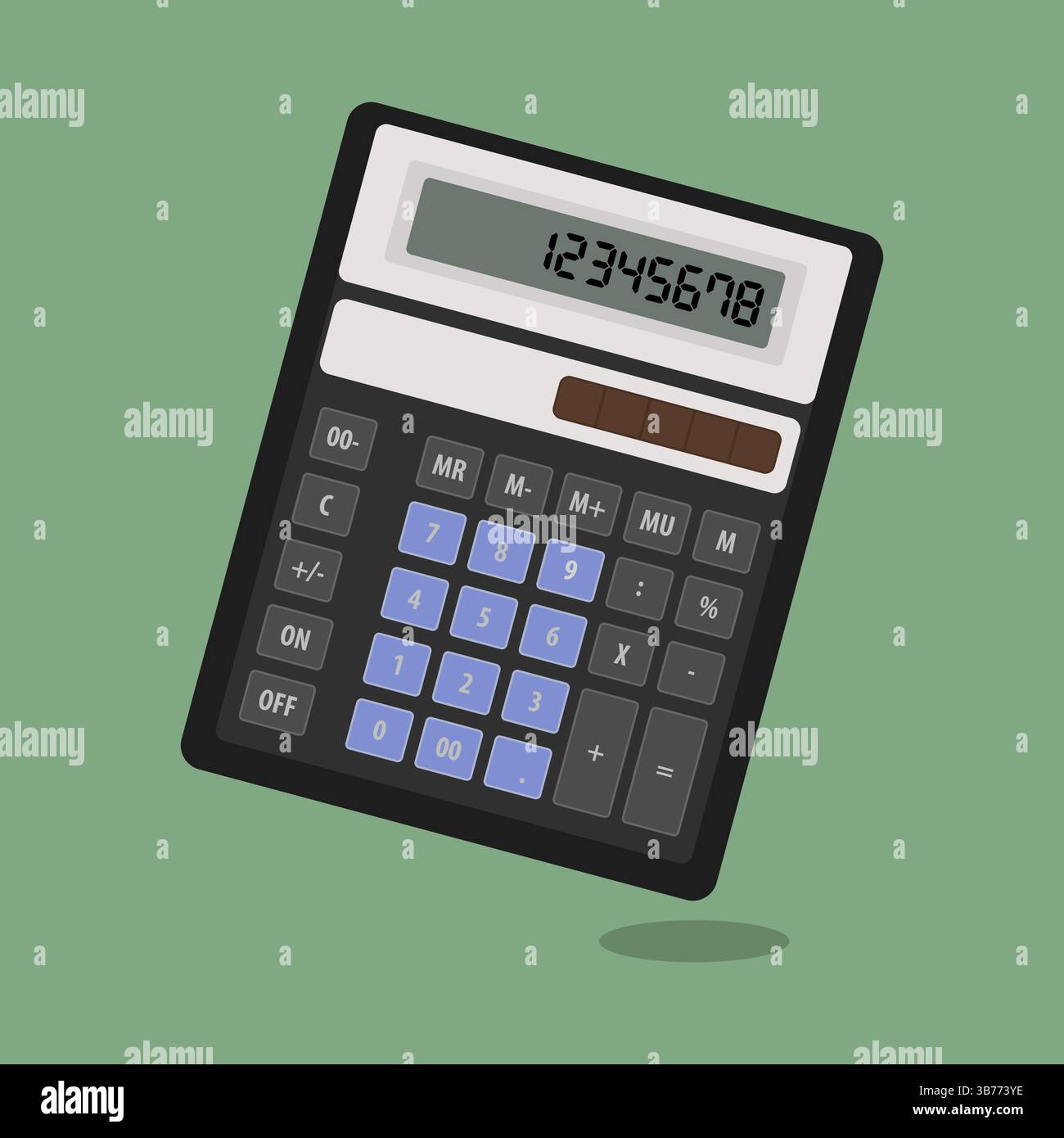 Vector calculator with shadow on green background Stock Vector