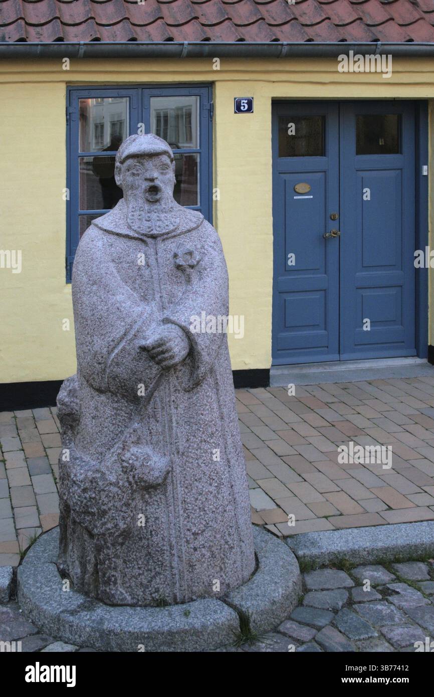 Stone figure night watchman in Aabenraa, Aabenraa, Denmark, Europe Stock Photo