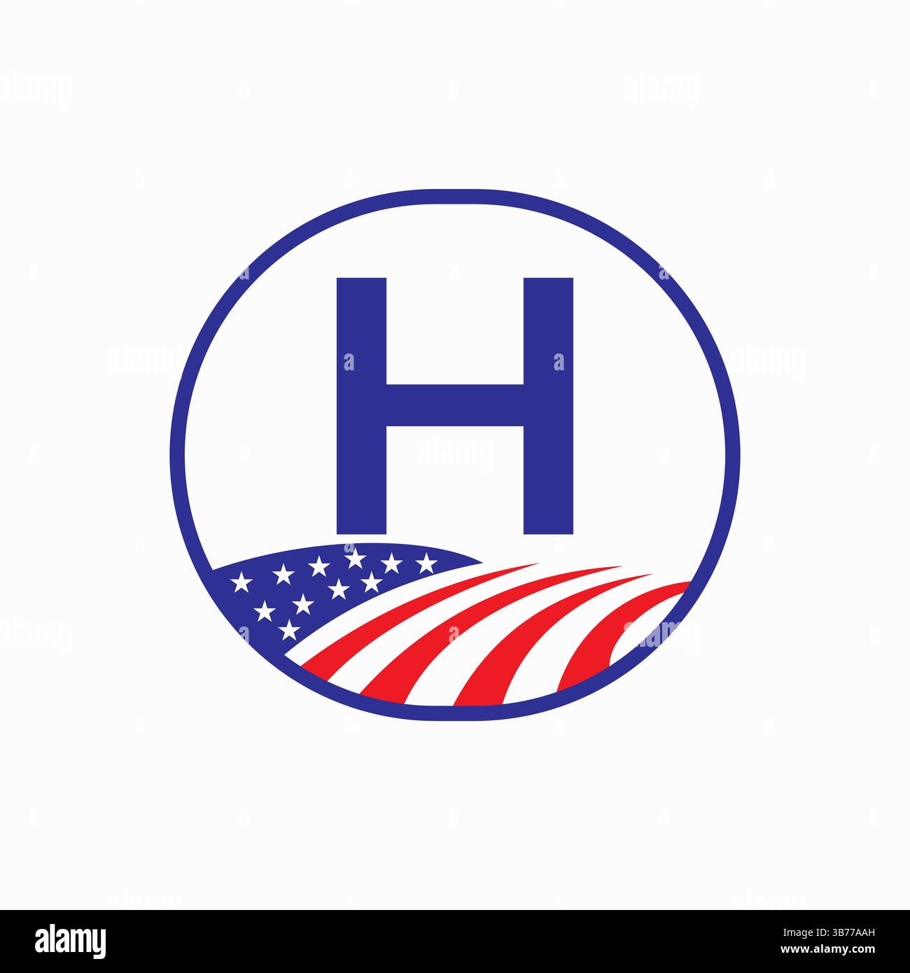 Letter H USA Agriculture Logo Design. Farming Symbol Vector Template Stock Vector