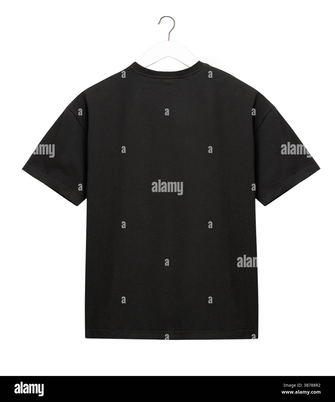 Shirt R Back Side Black t-shirt back side empty logo space isolated on white. Blank ...