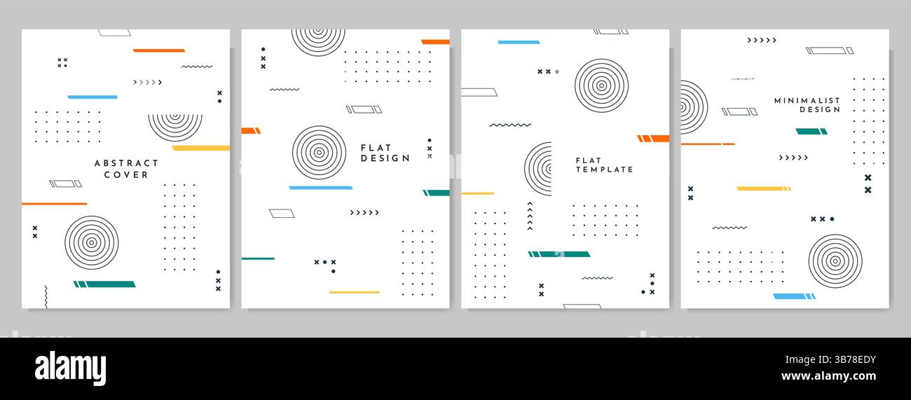 Vector illustration. Neo memphis pattern banner set. Lines and ...
