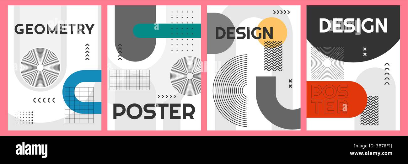 Vector illustration. Geometric simple shapes composition. Dynamic ...
