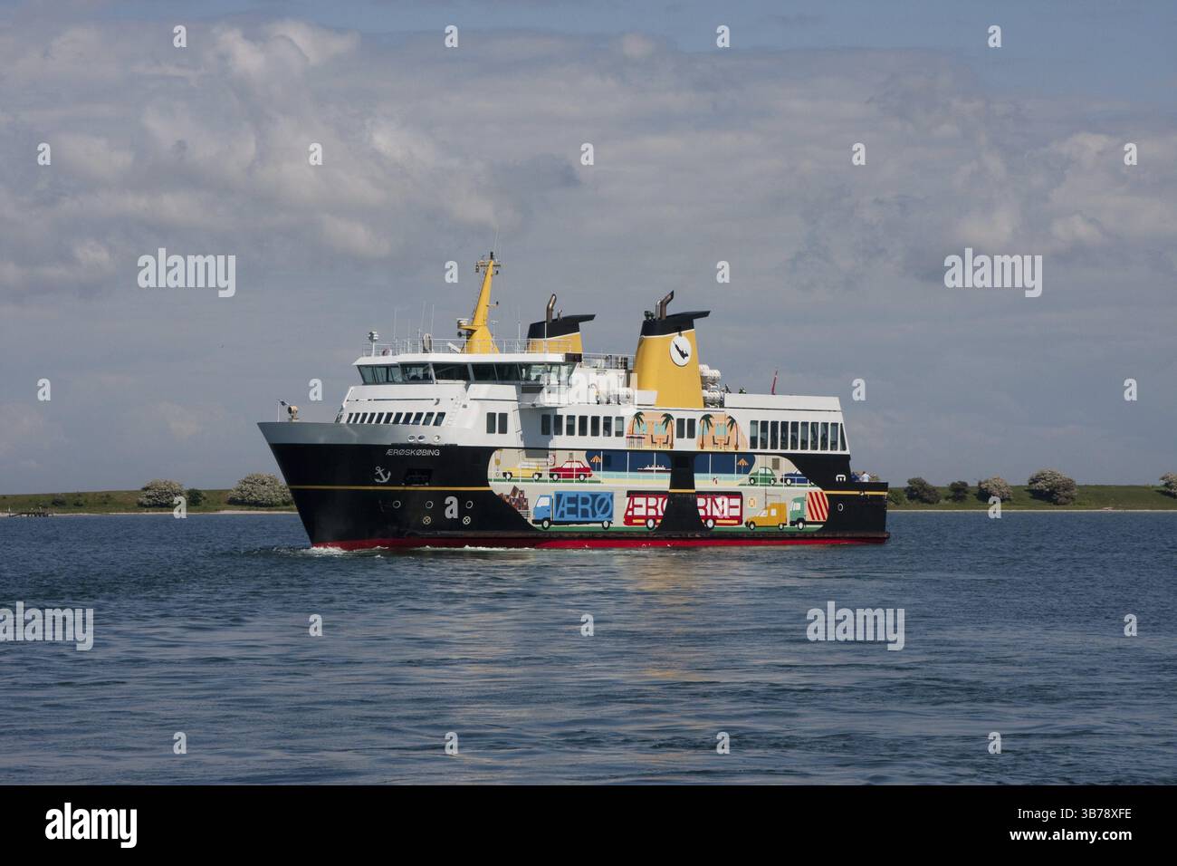 Ferry from the island of Aeroe to Funen Stock Photo