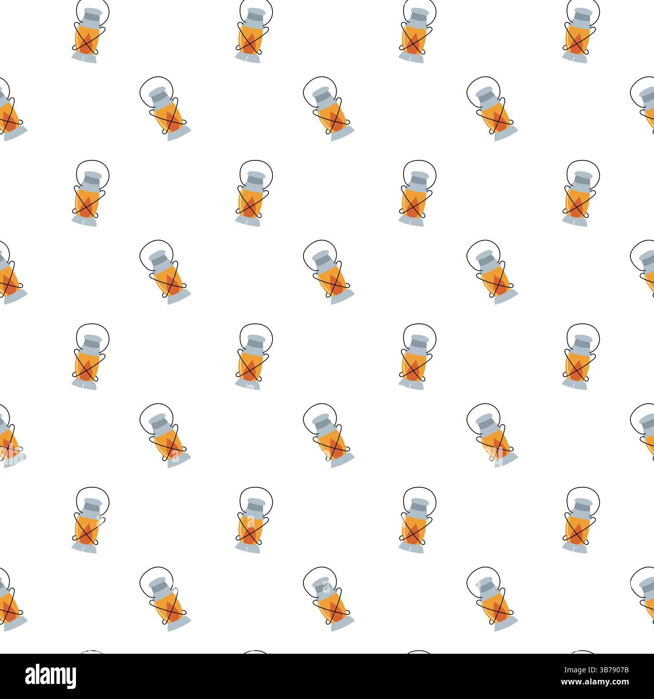 Camping seamless pattern with lantern Stock Vector
