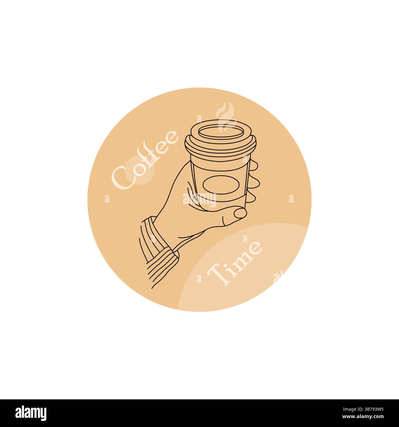 Vector stylish logo for a coffee shop. Coffee icon in hand. Coffee cup vector. Stock Vector