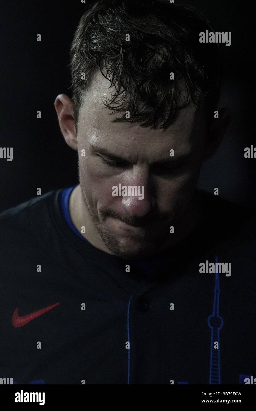 Toronto Can 02nd May 2025 Toronto Blue Jays Pitcher Chris Bassitt Toronto Can 02nd May 2025 Toronto Blue Jays Pitcher Chris Bassitt Stands In The Dug Out During Mlb Baseball Action Against Cleveland Guardians In Toronto On Friday May 2 2025 Credit The Canadian Pressalamy Live News 3B79E0W