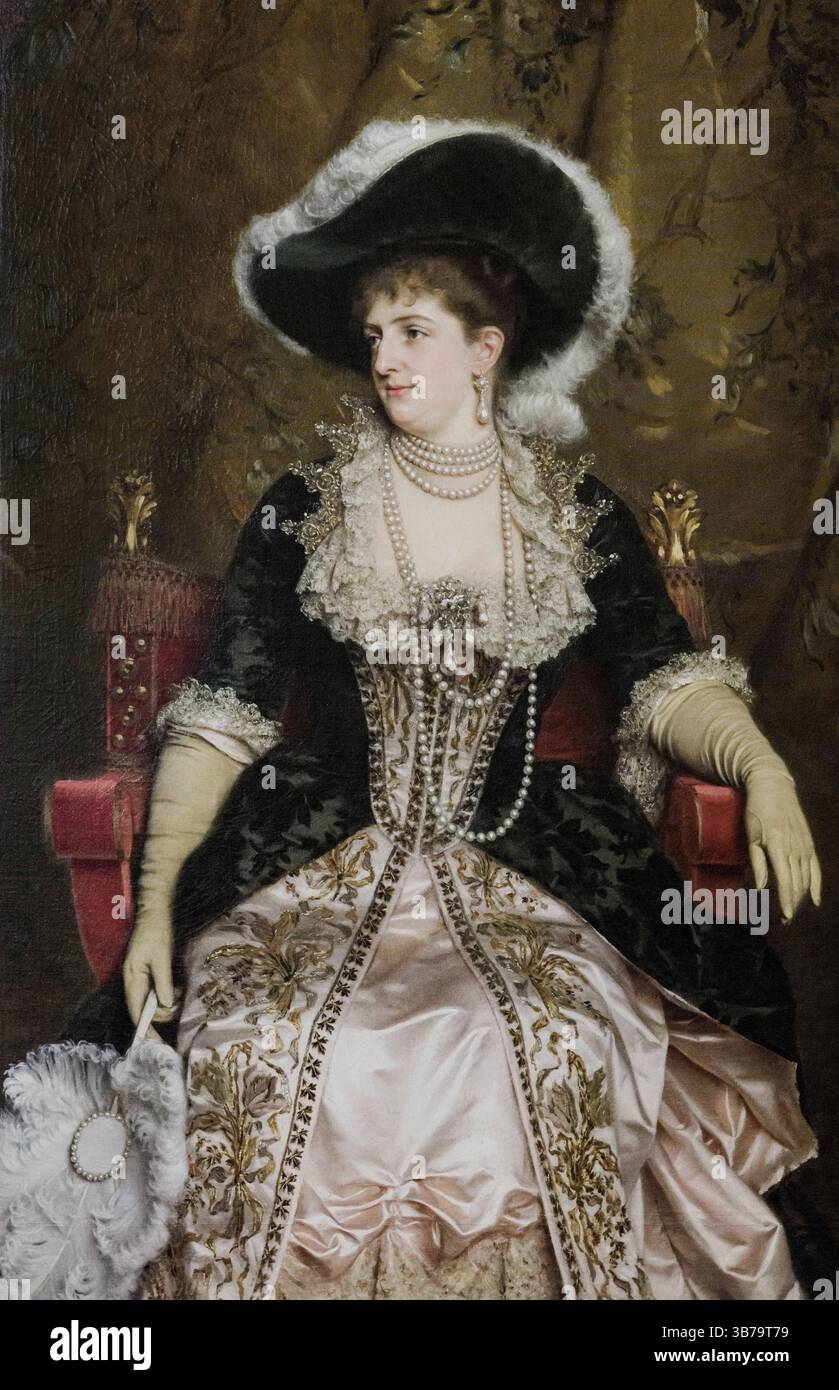 Portrait of Queen Margherita of Italy (1851-1926), with a feathered hat,  1884. Found in the Collection of Palazzo del Quirinale, Rome Stock Photo -  Alamy, image size:839x1390