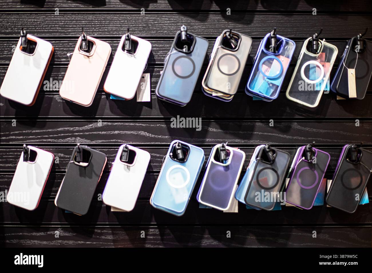 silicone and shockproof phone cases in the technical department Stock Photo