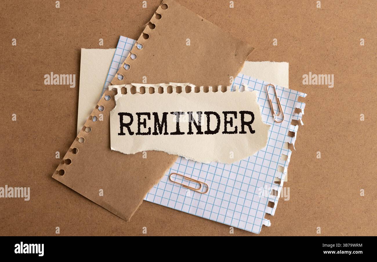 Reminder text button on keyboard, concept background Stock Photo