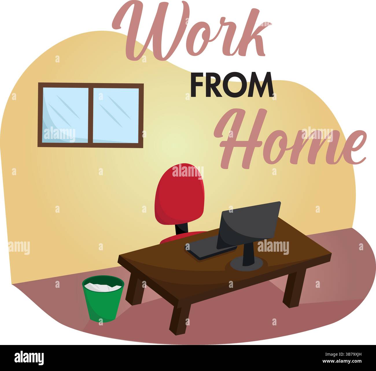 Remote home office desk. Vector illustration Stock Vector Image & Art ...