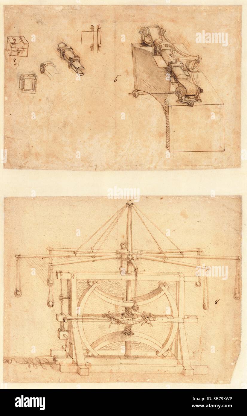 Codex Atlanticus, folio 159 recto: parts of a needle-making machine a ...