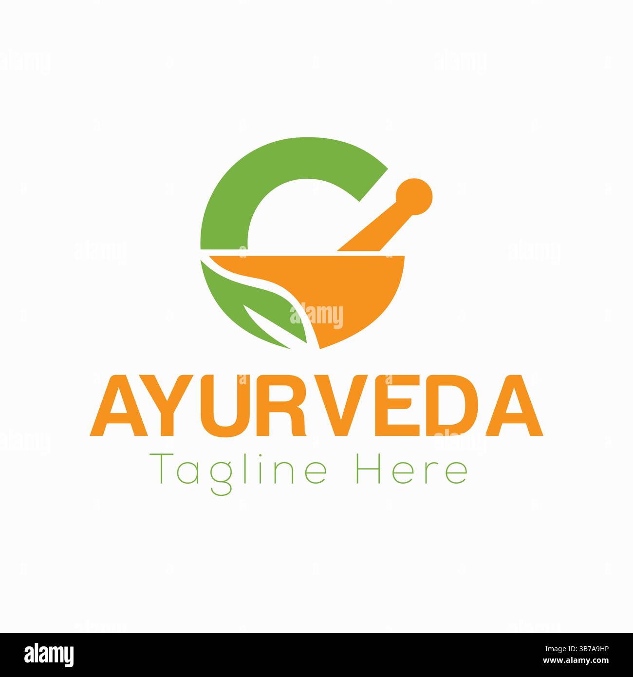 Initial Letter C Ayurveda Eco Logo Design, Pharmacy Concept Vector Template Stock Vector