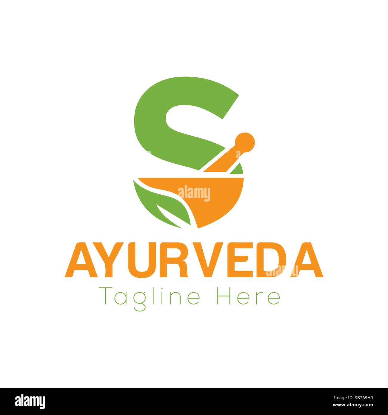 Initial Letter S Ayurveda Eco Logo Design, Pharmacy Concept Vector Template Stock Vector