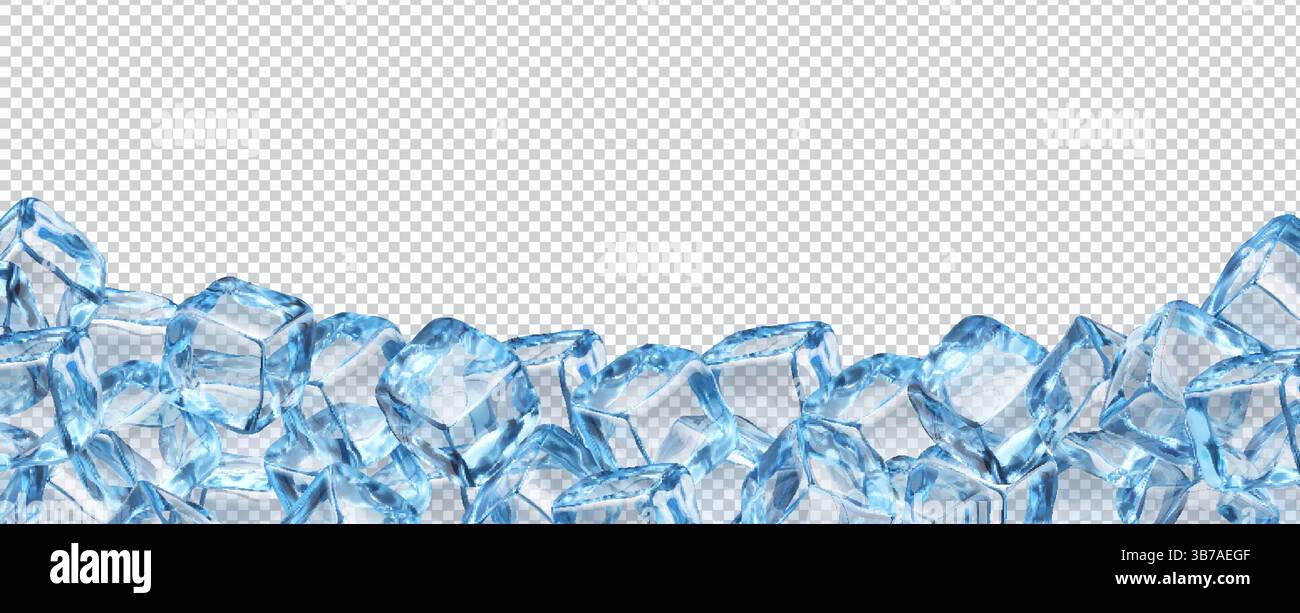 Realistic ice cubes background with crystal blocks. 3d vector frame ...